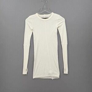 ENZA COSTA Cashmere Cuffed Crew Neck Top Women XS Cream Long Sleeve Quiet Luxury